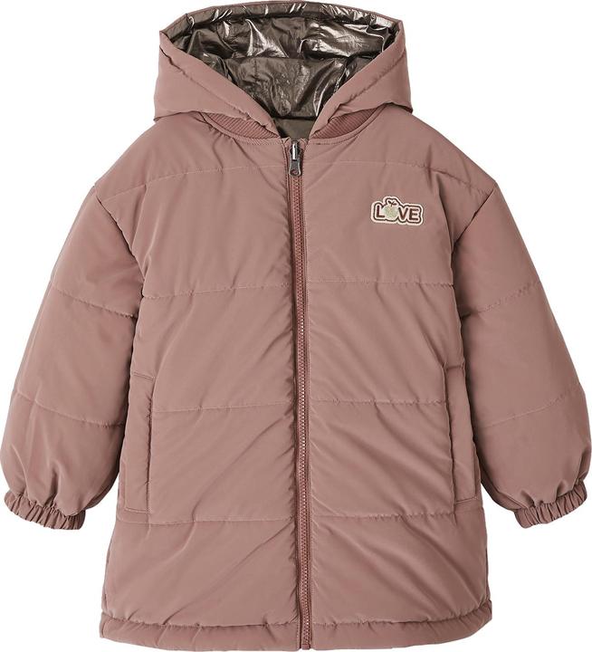 Vertbaudet Mädchen Wende-Jacke mit Kapuze, Wattierung Recycling-Polyester