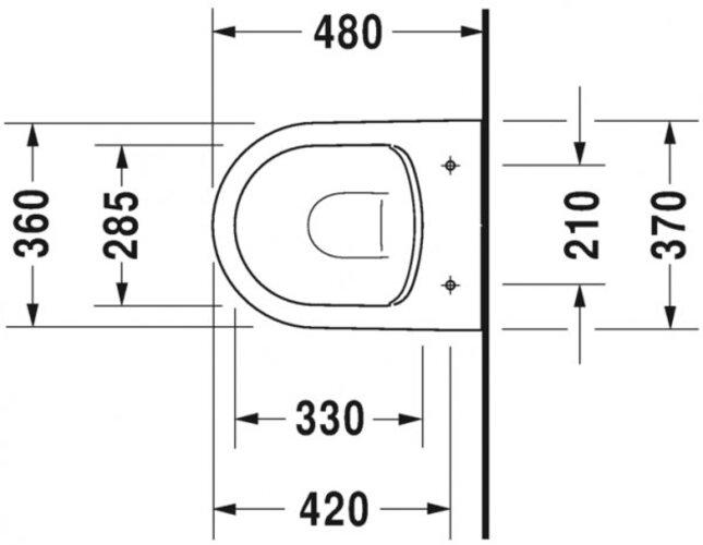Actual product image Duravit WWC ME by Starck COMPACT RIMLESS deep, 370x480mm white/white satin finish WG