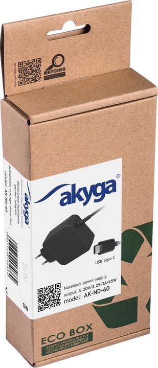 Actual product image Akyga Notebook power supply (45 W)