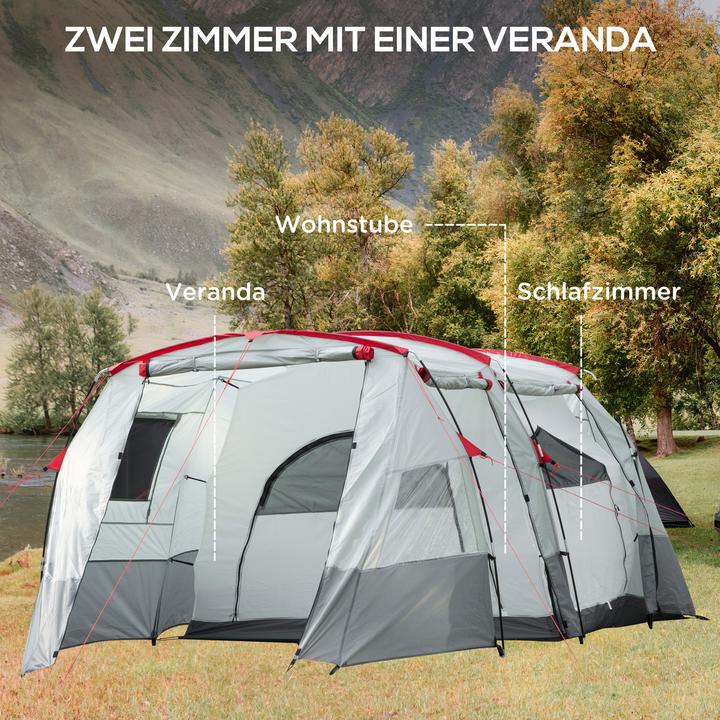 Produktbild Outsunny Campingzelt mit Erdspiesse, Spannseile und Tragetasche (Tunnelzelt, 8.50 kg, 8 Personen)