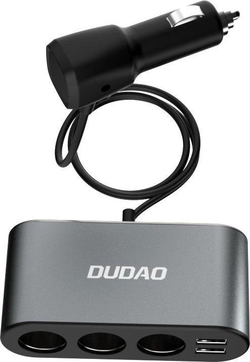Actual product image Dudao car charger 2x USB / 3x cigarette lighter splitter black (R1Pro black)