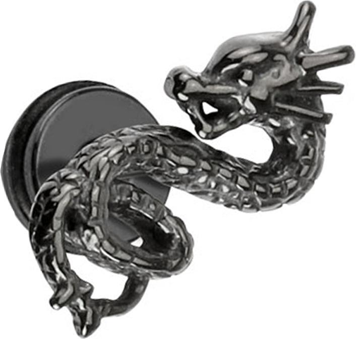 Produktbild Star Piercing Fake Plug Drachen schwarz (ohne Messing, Chirurgenstahl 316L)