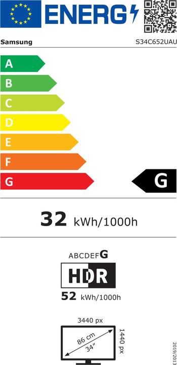 Energie-Label Samsung ViewFinity S6 S34C652VAU (3440 x 1440 Pixel, 34")