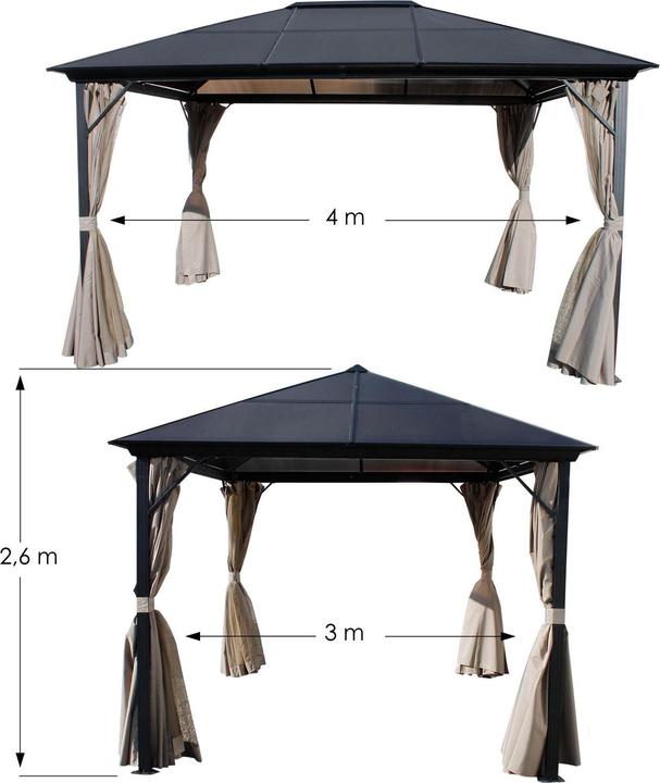 Produktbild Mojawo XXL Metall Garten Pavillon Alu Doppeldach 3x4m Gartenpavillon inkl. Seitenteile (400 cm, 300 cm)