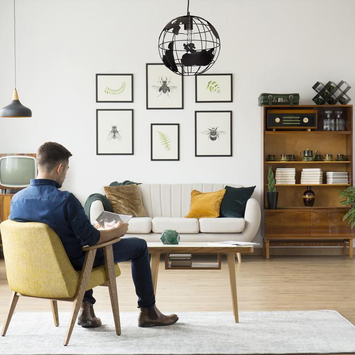 Image du produit Relaxdays Lampe à suspension abat-jour boule globe (E27)