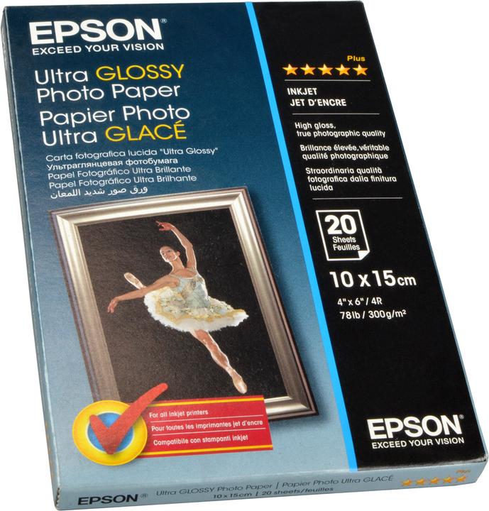 Image du produit Epson Papier photo ultra brillant, 20 feuilles (300 g/m², 10 x 15 cm, 20 x)
