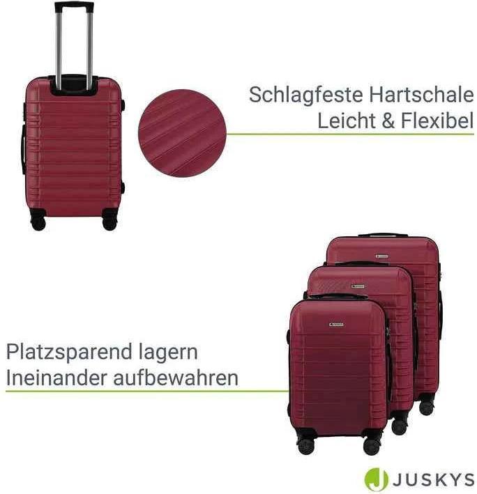 Produktbild Juskys 3-teiliges Hartschalenkoffer-Set mit 360° Rollen (120 l, M (50 - 90l), XL (ab 115l))