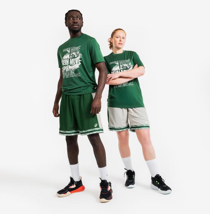 Image du produit Kipsta Short de Basketball reversible Adulte - SHR-500 Beige Vert (3XL)