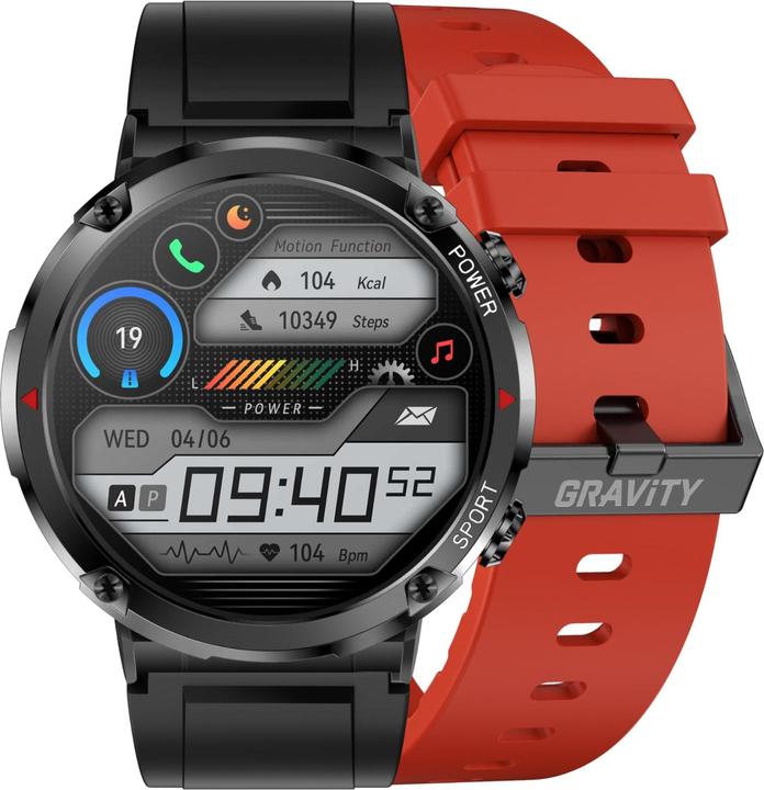 Gravity GT21-6 Smartwatch + rotes Silikonarmband