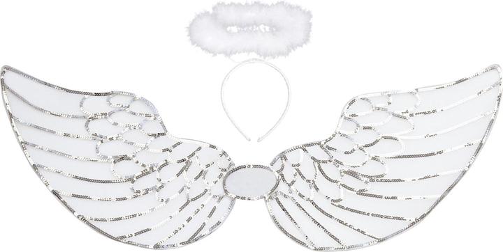 Actual product image Widmann Sequin angel set wings with halo white