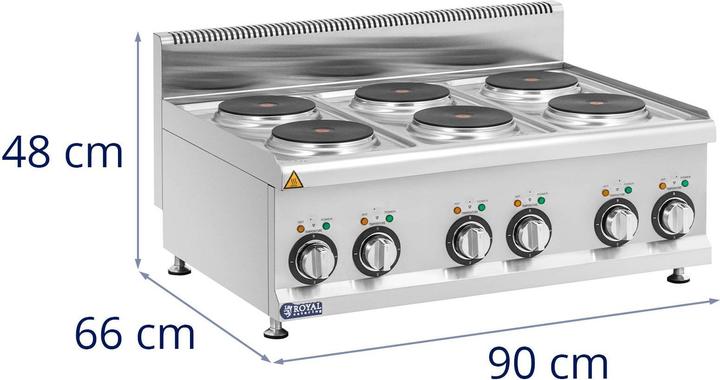 Actual product image Royal Catering Commercial Electric Cooker - 12 kW - 6 plates - 90 x 65 cm - Pro 650 Series -