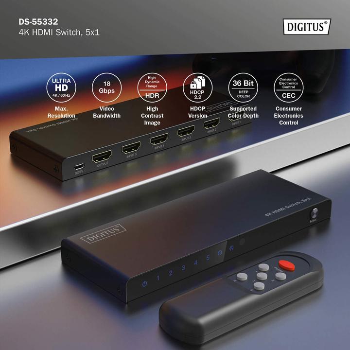Immagine prodotto Digitus Switch HDMI 4K, 5x1