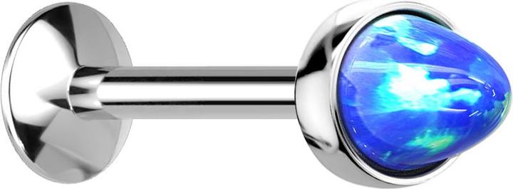 Produktbild Star Piercing Micro Labret Innengewinde silber Opal Cone blau (ohne Messing, Chirurgenstahl 316L)
