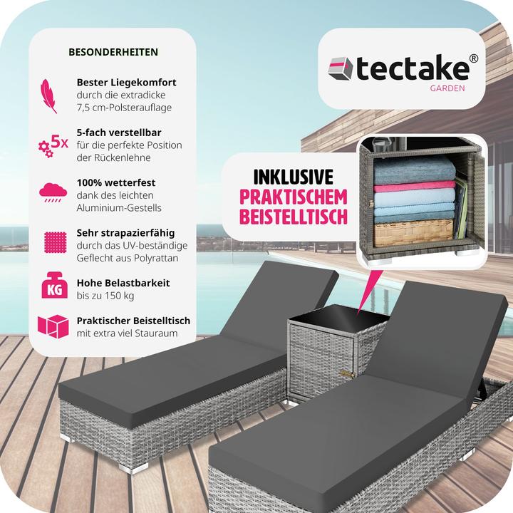 Image du produit tectake Bains de soleil (184 cm)