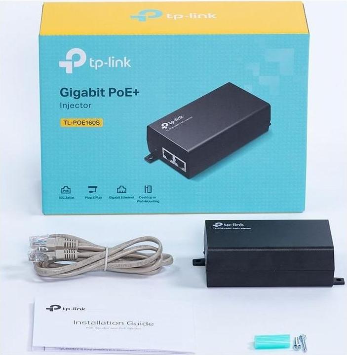 Image du produit TP-Link Adaptateur d'injecteur PoE+ TL-POE160S Ethernet LAN (RJ-45) Ports 1x10 (802,3at (PoE+), 802.3af (PoE), 30 W)