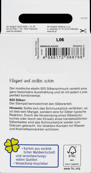 Produktbild dm ebelin Ohrstecker Perle 925 Silber