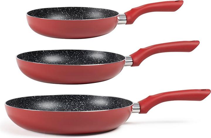 Produktbild Livoo Pfannen set 3 teilig Steinbeschichtung (28 cm, Pfannenset + Topfset, Aluminium)