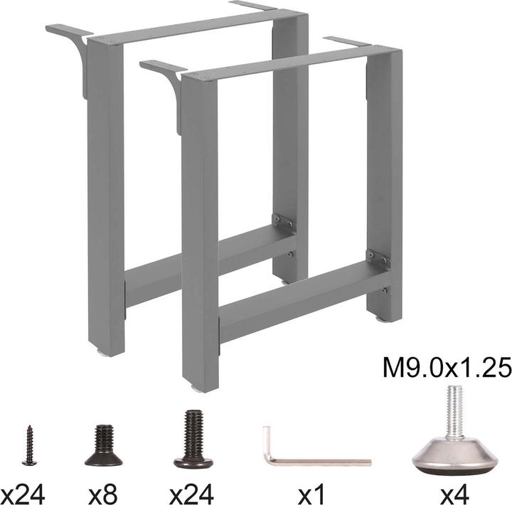 Produktbild Wiltec Tischkufen 64x40cm grau pulverbeschichtet Tischgestell Tischbeine Tisch