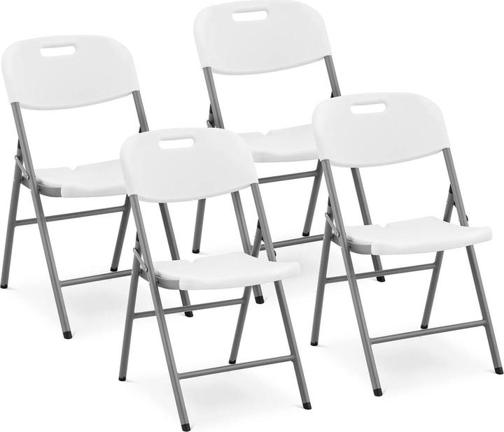 Royal Catering 4er-Set Klappstühle Faltstuhl Stuhl klappbar 180 kg Stahl Polyethylen weiss