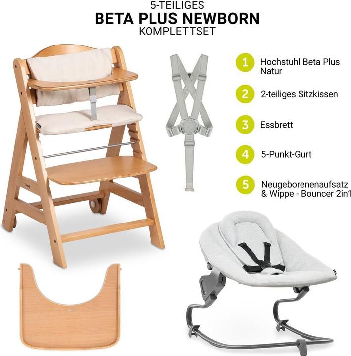 Produktbild Hauck Hochstühle Beta Plus White 5-tlg. Newborn Set - Hochstuhl (Hochstuhl)