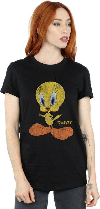 Actual product image Looney Tunes Womens/Ladies Tweety Pie Distressed Cotton Boyfriend T-Shirt (M)