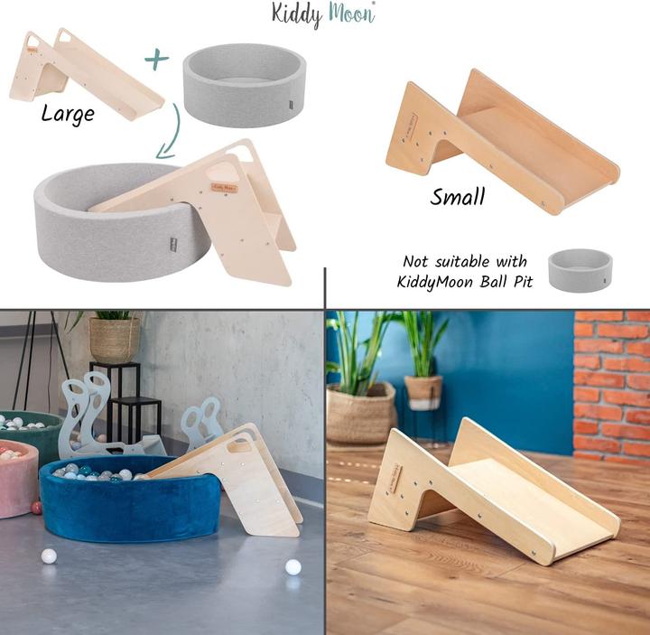 Actual product image KiddyMoon Children's Wooden Slide Large Grey