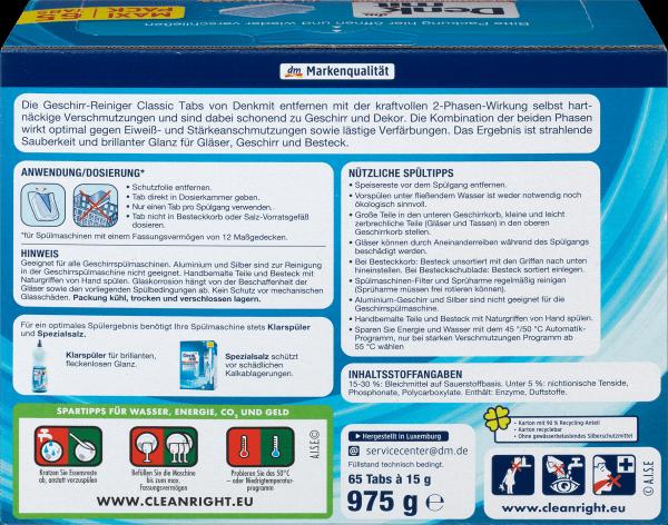 Produktbild dm Denkmit Spülmaschinen-Tabs Classic (Tabs, 65 x)