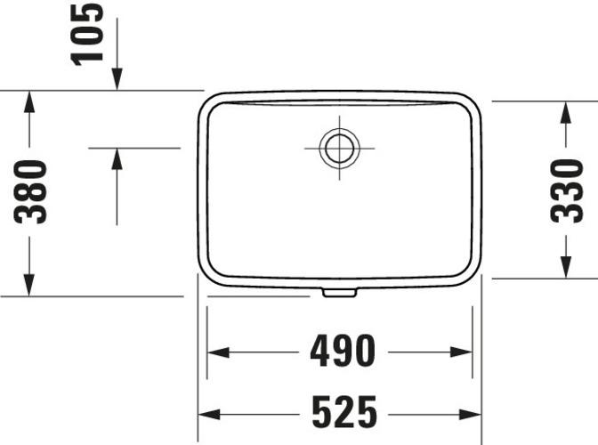 Produktbild Duravit No.1 Einbauwaschtisch, ohne Hahnloch, mit Überlauf, 525x380mm, Unterseite geschliffen, wei (380 mm, 525 mm)