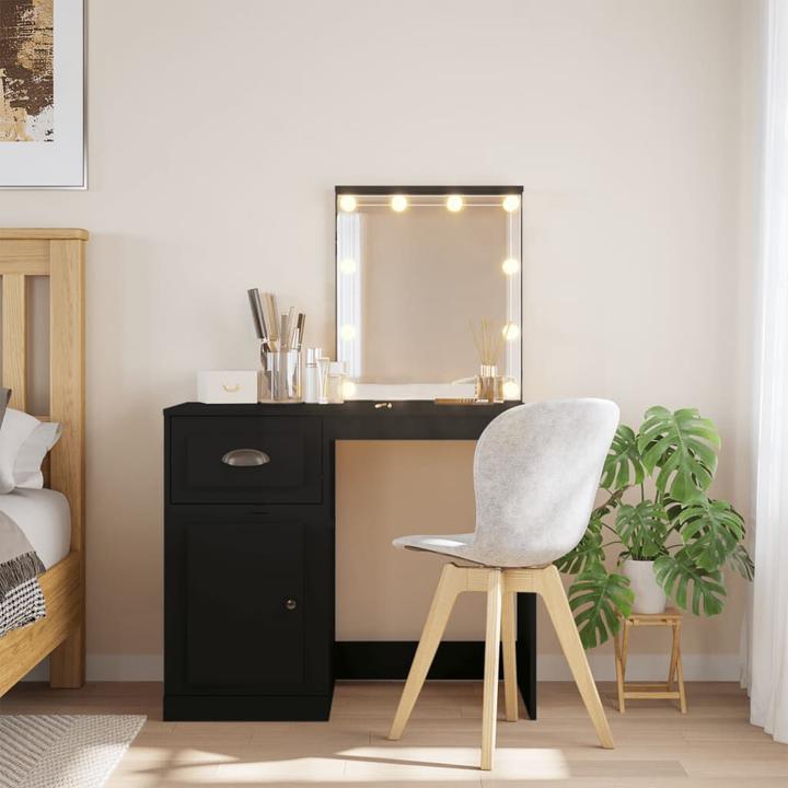 Image du produit VidaXL Coiffeuse avec éclairage LED noir 90x42x132,5 cm,Couleur (90 x 42 x 132.5 cm)