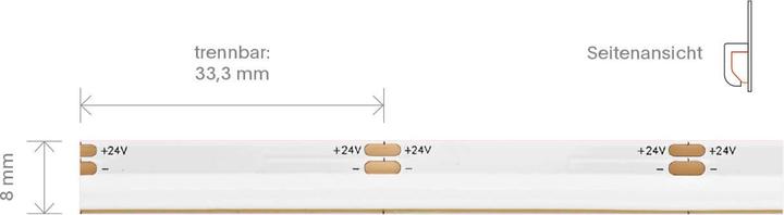 Productafbeelding Sigor 10W/m COB LED strip Sideview 2700K 5m 480 LED/m IP20 24V 400lm/m RA90 Warm wit (Warm wit, 500 cm)