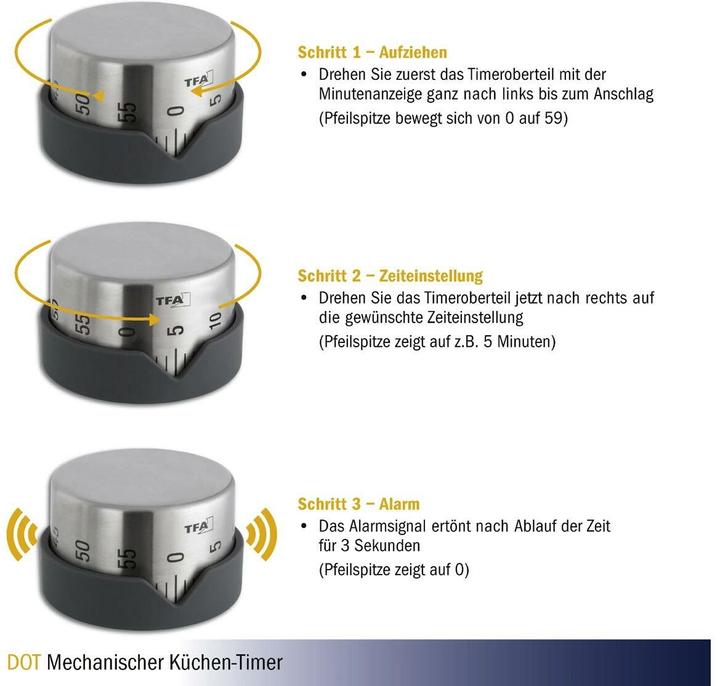 Actual product image TFA Timer 38.1027.10 Dot Stainless steel