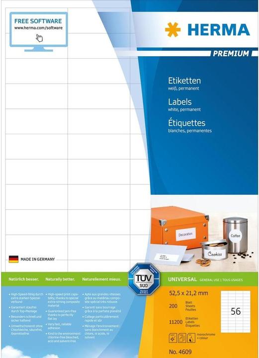 Produktbild HERMA Universal Etiketten A4