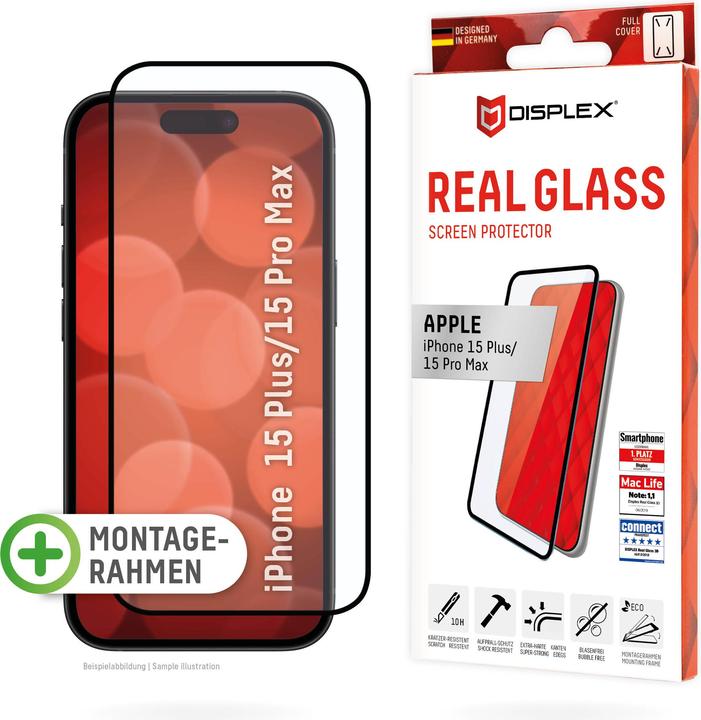Productafbeelding Displex Real Glass, Full Cover Panzerglas (1 Stuk, Apple iPhone 15 Pro Max, Apple iPhone 15 Plus)