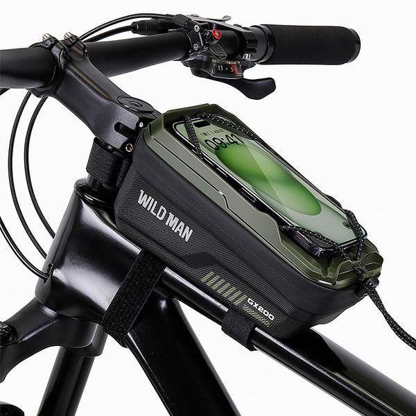 Actual product image Wildman Bicycle accessory traveling bag for bike frame with zipper 1L (4 "- 7") GX200 green (1 l, Frame bag)