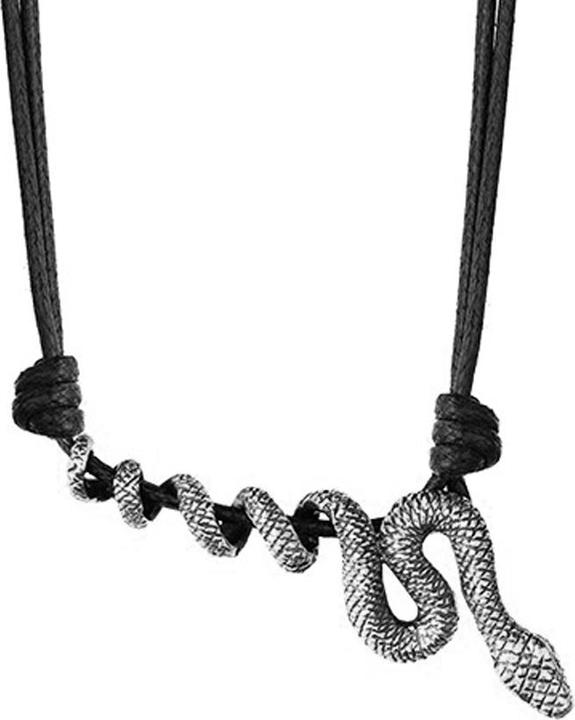 Image du produit Star Piercing Collier noir pendentif argent serpent (Laiton)