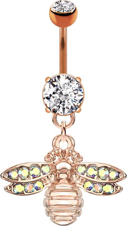 Actual product image Star Piercing Banana rose gold with bee pendant (Brass, Surgical steel 316L)