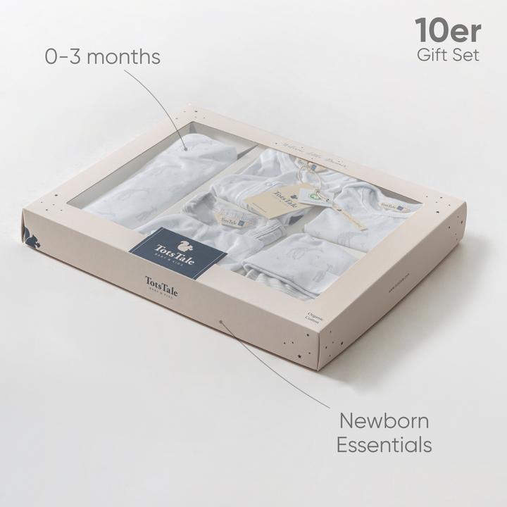 Actual product image TotsTale Premium 10-Piece Organic Cotton Gift Set - Newborn Essentials (50, 56, 62, 68)