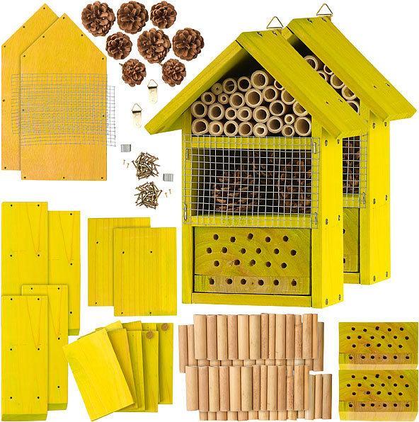 Royal Gardineer 2er-Set Insektenhotel-Bausatz (Schmetterlinge, Florfliegen, Marienkäfer, Wildbienen, Grabwespen, Biene)