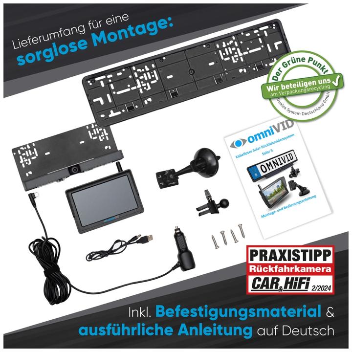 Immagine prodotto OmniVID Solar5 Kabelloses Solar-Rckfahrvideosystem