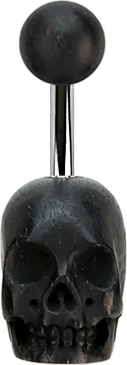 Actual product image Star Piercing Banana silver from Areng wood with skull (Surgical steel 316L, without brass, Organic)