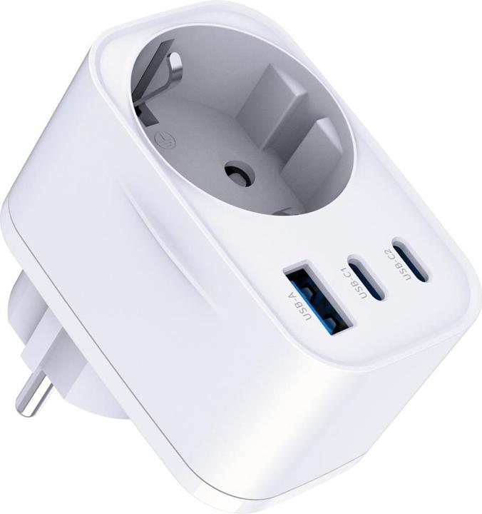 Produktbild 3MK Adapter sieciowy Hyper Comfort Charger 30W 1xUSB-A 2xUSB-C 1xSchuko PD QC3.0 biały (30 W)