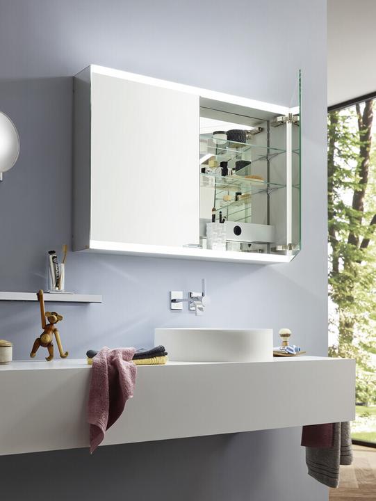 Actual product image Emco asis evo Illuminated mirror cabinet, surface-mounted model, 2 doors, 800 mm