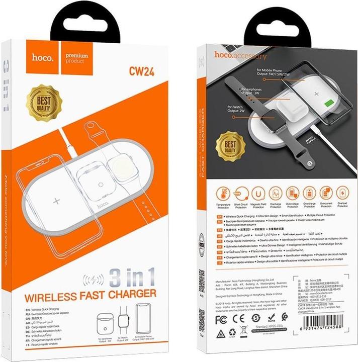 Actual product image Hoco CW24 3 in 1 Wireless Charger (10 W)