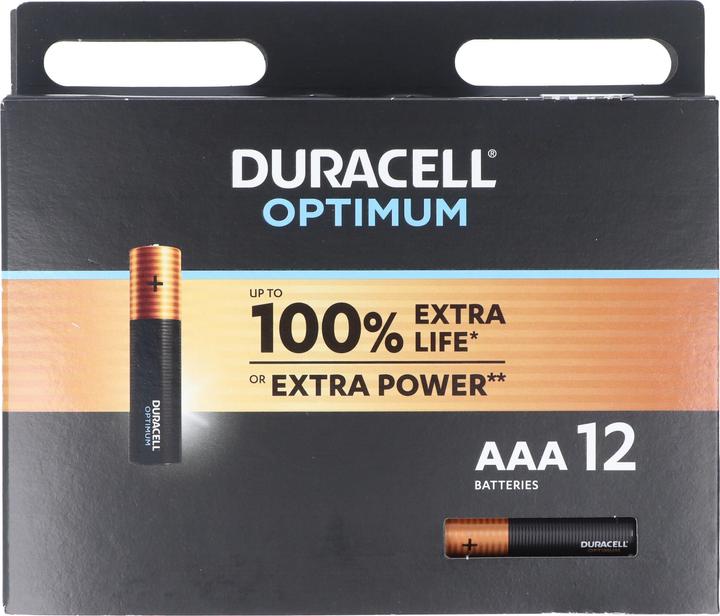 Actual product image Duracell Optimum AAA Mignon Alkaline Batteries, 1.5V LR03 MX2400, Pack of 12 (12 pcs., AA)