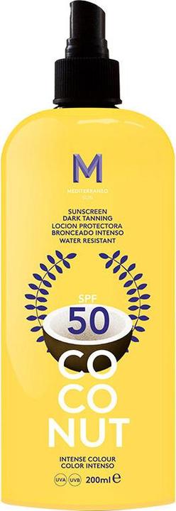 Mediterraneo Sun COCONUT sunscreen dark tanning SPF50 200 ml (Sonnencreme, SPF 50, 200 ml, 105 g)