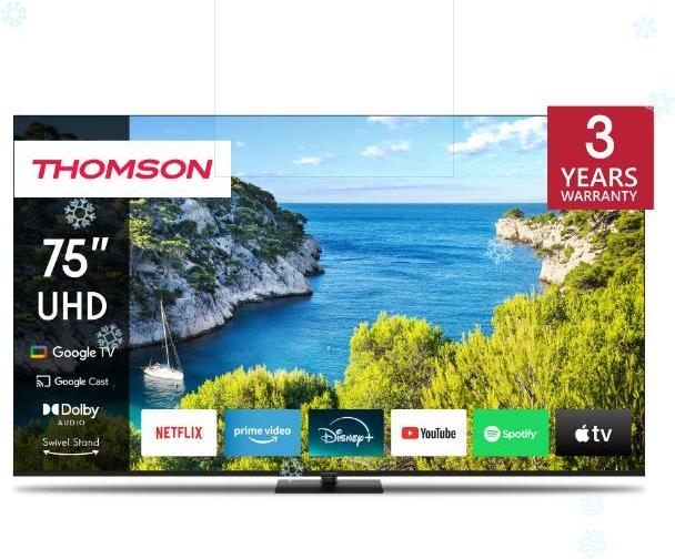 Actual product image Thomson TV 75 4k Smart UHD T2/C2s2 Google TV Frameless Piede (75", LED, 4K)