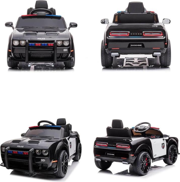 Image du produit Es-toys Véhicule pour enfants - Voiture électrique "Dodge Challenger Police" sous licence - batterie (12 V)