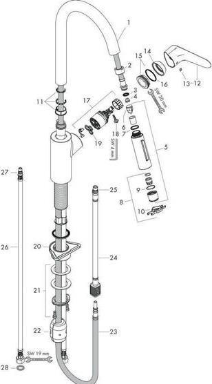 Image du produit hansgrohe Focus M41 Mitigeur Cuisine 240, douchette extractible, 2 jets