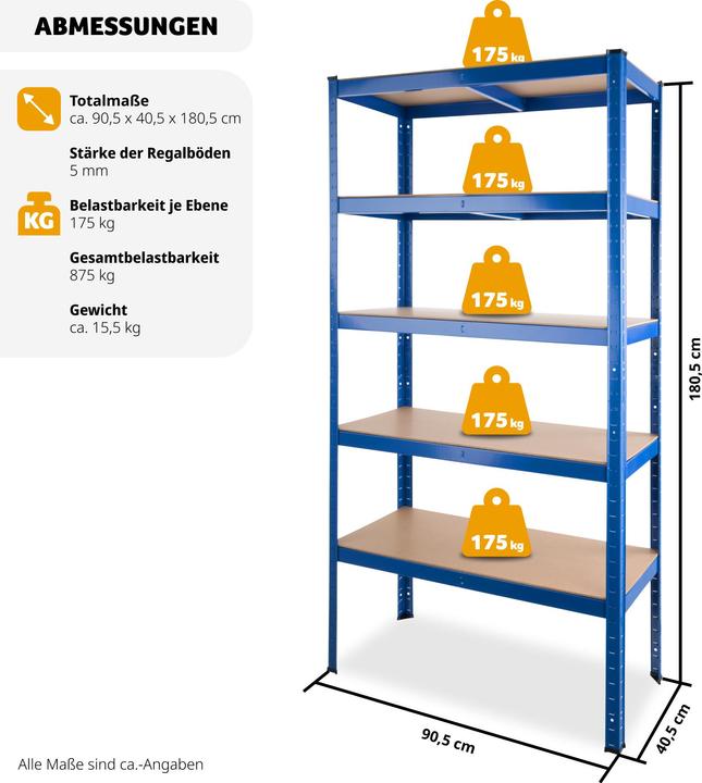 Image du produit tectake Etagère charge lourde 5 niveaux