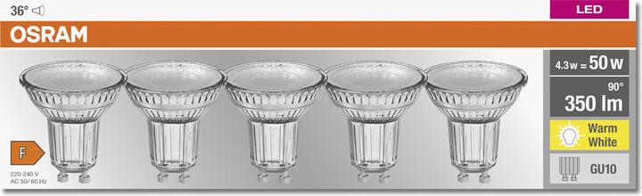 Image du produit Osram Base LED (GU10, 4.30 W, 350 lm, 5 x, F)